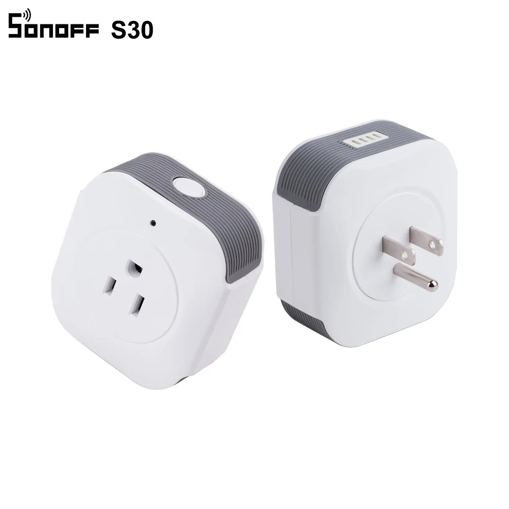 

Sonoff S30 US Plug Wifi Power Socket Switch Wireless Remote Control Timer Outlet Wall Smart Socket Power Switch Works with Alexa