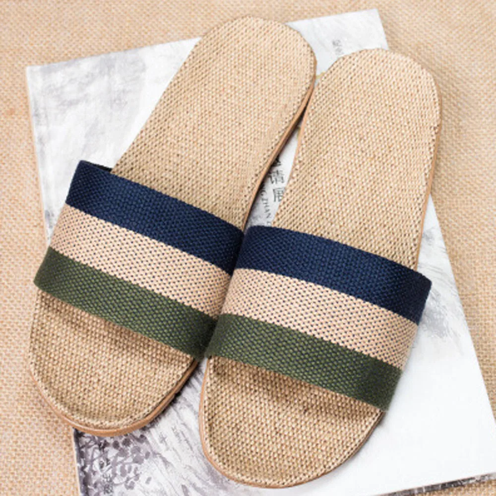 

Shoes Woman Men Anti-slip Linen Home Indoor Summer Open Toe Flats Shoes Sapato Calzado Zapatos Mujer Women's Slip Ppers