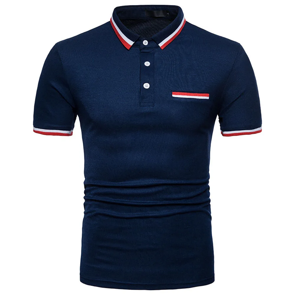 

Fashion Personality Men's Summer Casual Slim Short Sleeve POLO Top Blouse L0522