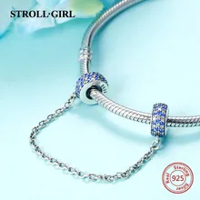 2018 strollgirl Safety chain diy Sterling Silver 925 Beads Fit Original Pandora Charm Bracelets Pendant for n Jewelry Bead gift 2018 strollgirl Safety chain diy Sterling Silver 925 Beads Fit Original Pandora Charm Bracelets Pendant for n Jewelry Bead gift