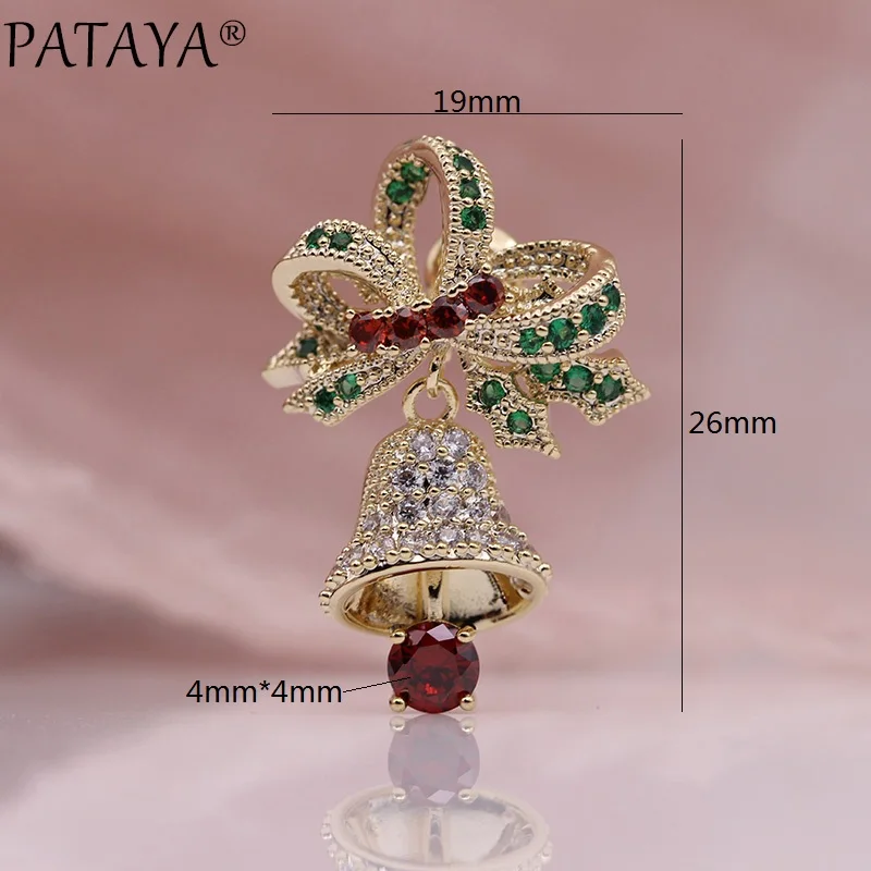 PATAYA, подарок на год, разноцветные колокольчики, серьги-гвоздики для женщин, роскошные свадебные украшения, 585 розовое золото, натуральные длинные серьги из циркония
