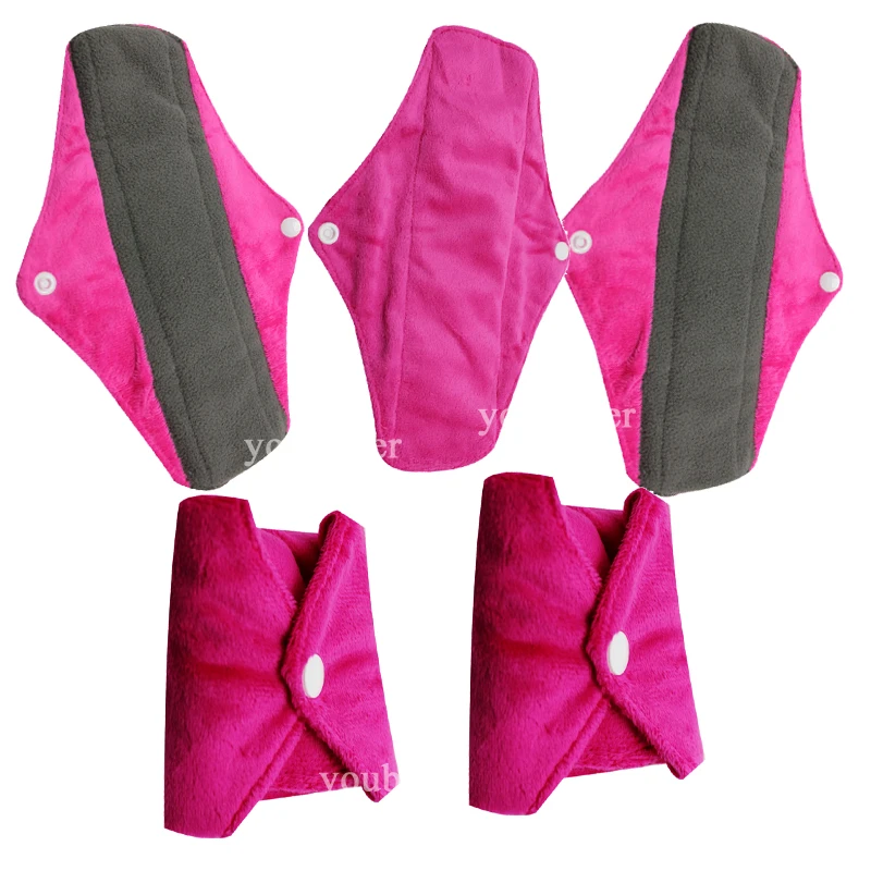 5 PCS/LOT Comfortable Soft Bamboo Charcoal Sanitary Pads Waterproof