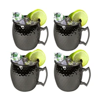 4pcs-Moscow-Mule-Drinking-Mug-Glass-Hammered-Gunmetal-Black