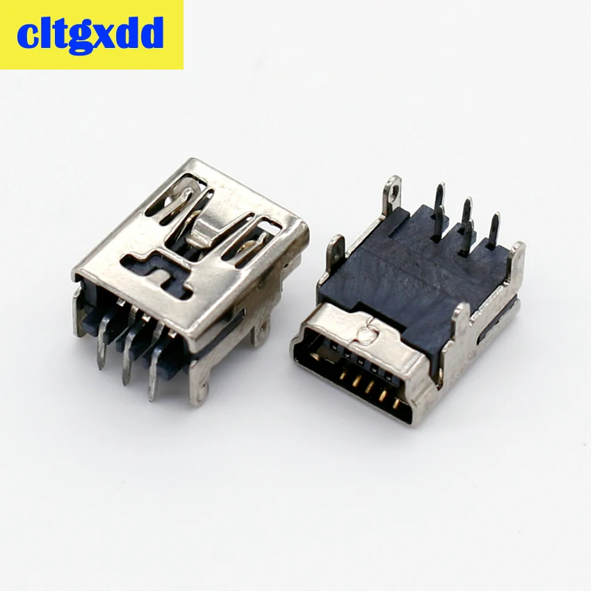 

cltgxdd Mini USB Type B 5-Pin Female Socket Right Angle DIP Jack Connector charging jack port