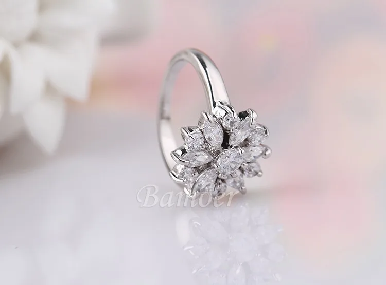 BAMOER розовое золото цвет палец кольцо для женщин с AAA кубический циркон обручение ювелирные изделия#6 7 8 9 JIR029