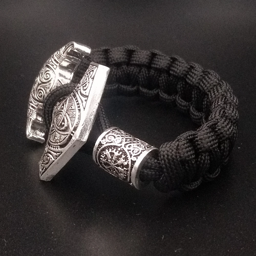 Nostalgia Thor Hammer Mjolnir Rune Ansuz God Odin Goat Ram Amulet Viking  Bracelet Men Women Paracord Beads Vikingos Accesorios - AliExpress