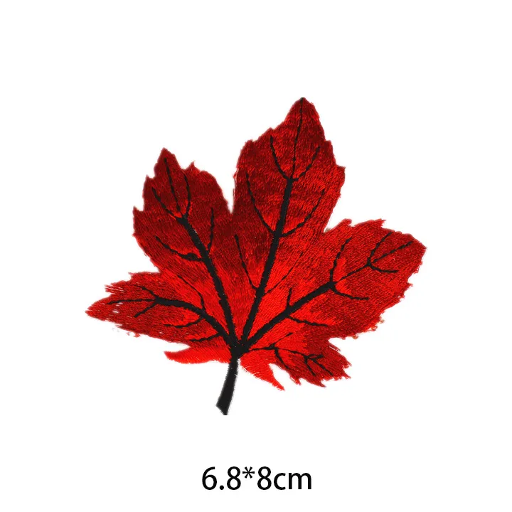 6 embroidery maple leaf patches