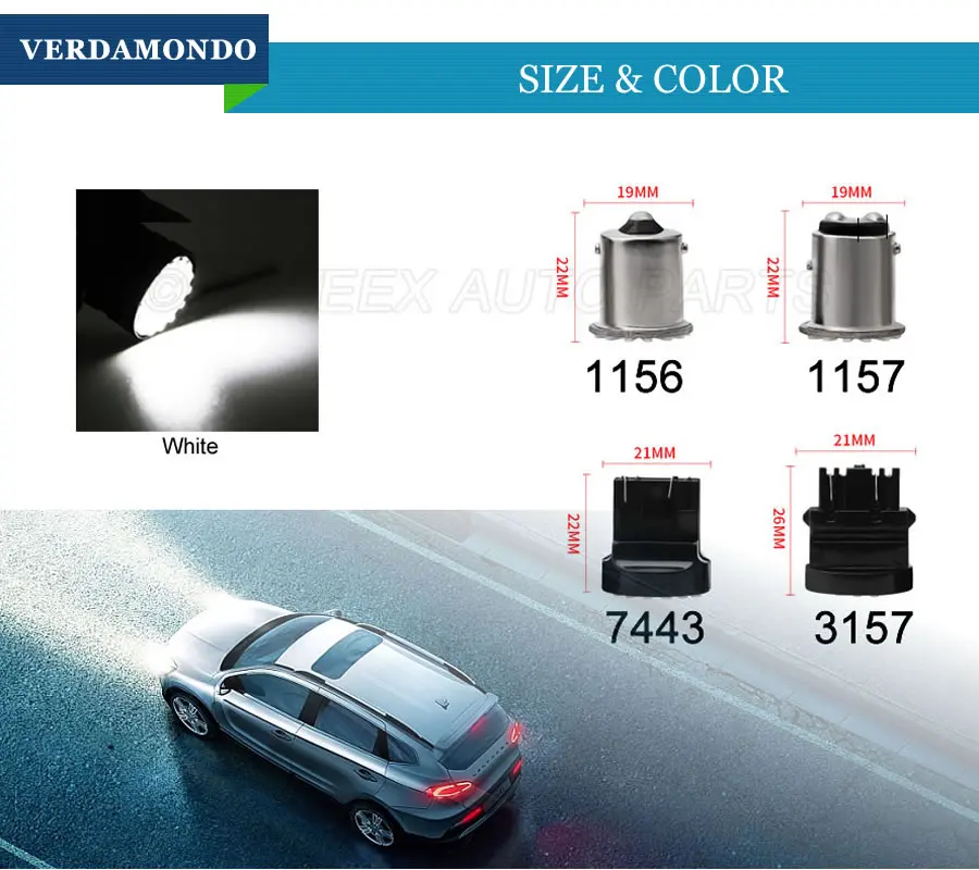 1156 BA15S светодиодный Реверсивный светильник 1157 BAY15D 3157 T25 7443 T20 задний фонарь стоп-сигнала 22 SMD 3014 чипсы белый AC/DC 12V