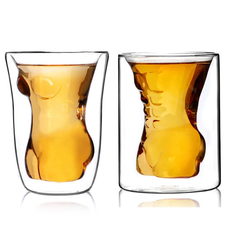 

Crystal Double Wall Man Shape Glass Cup for Beer Whiskey Cocktail HG99