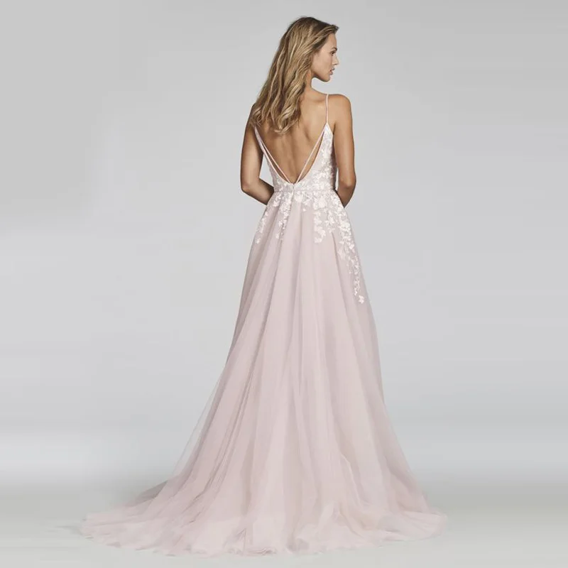 LORIE A Line кружевное свадебное платье Vestido De Noiva Princesa свадебное платье сексуальное с открытой спиной Пышное Тюлевое пляжное свадебное платье