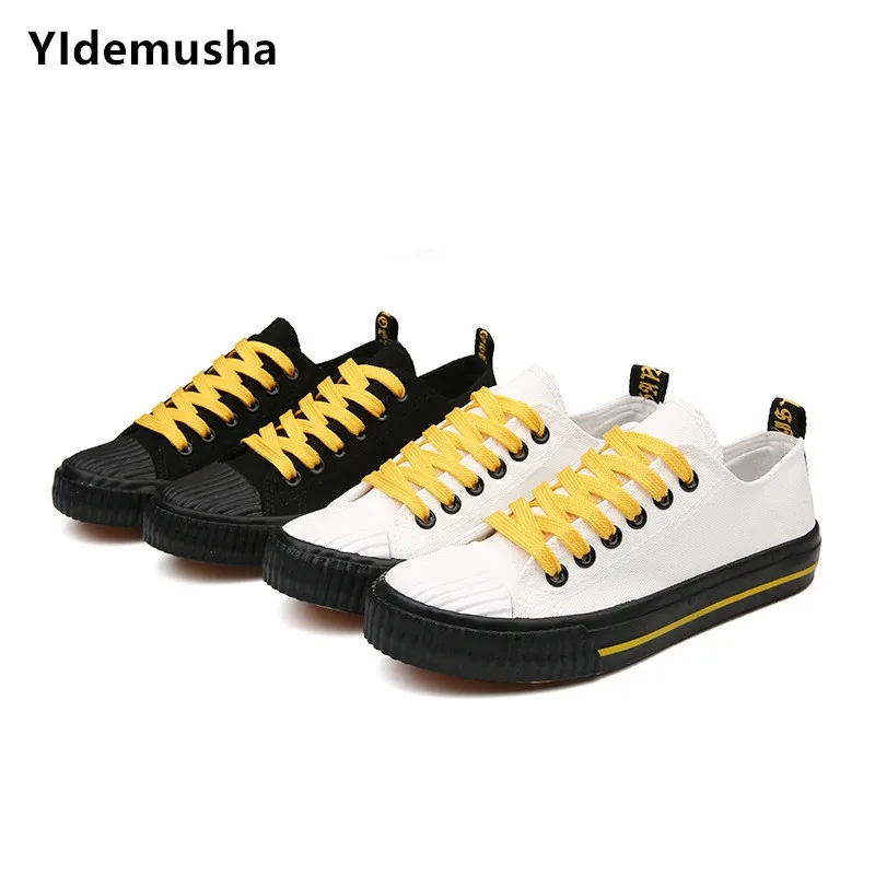 

YIdemusha Women Sneakers 2019 New Fashion Women Casual Shoes Trends Ins Female Flats Spring Autumn Lace-Up Canvas Shoes Woman