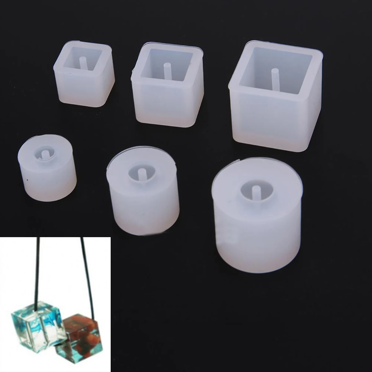 6pcs 1set  New Crystal Silicone Necklace Pendant Jewelry Mold Making DIY Resin Craft