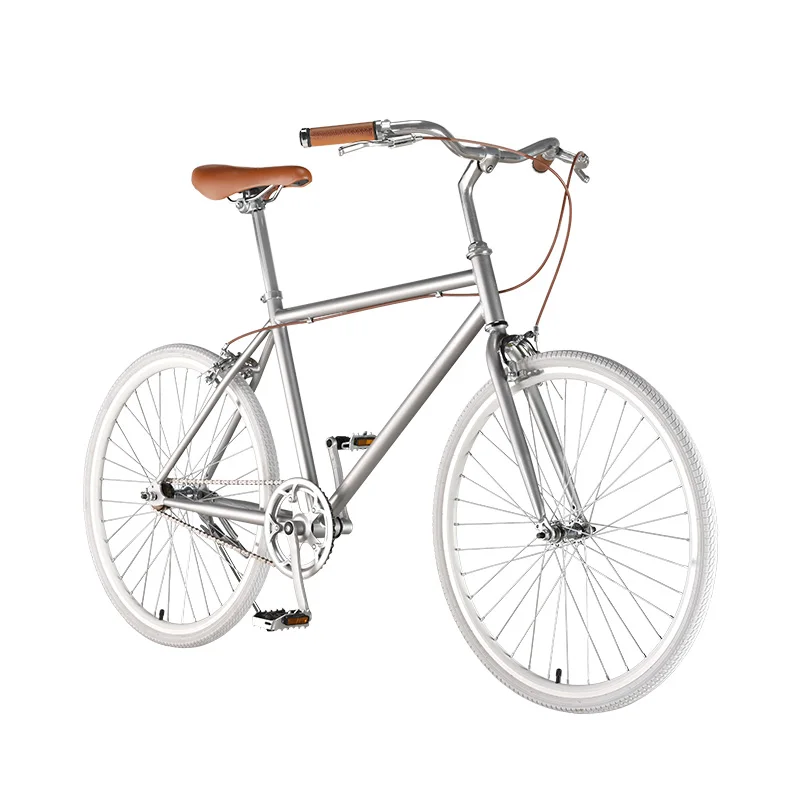 Bicycle for Men Women and Student Internet Celebrity and Retro Single speed 24 Inch High carbon Steel Silvery Concise Bicycle for Men Women and Student Internet Celebrity and Retro Single speed 24 Inch High carbon Steel Silvery Concise