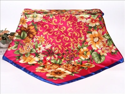 90X90 см модные стильные женские квадратные шарфы мягкие шелковые шали с цветочным принтом 16 цветов летний головной платок 92002 - Цвет: 11