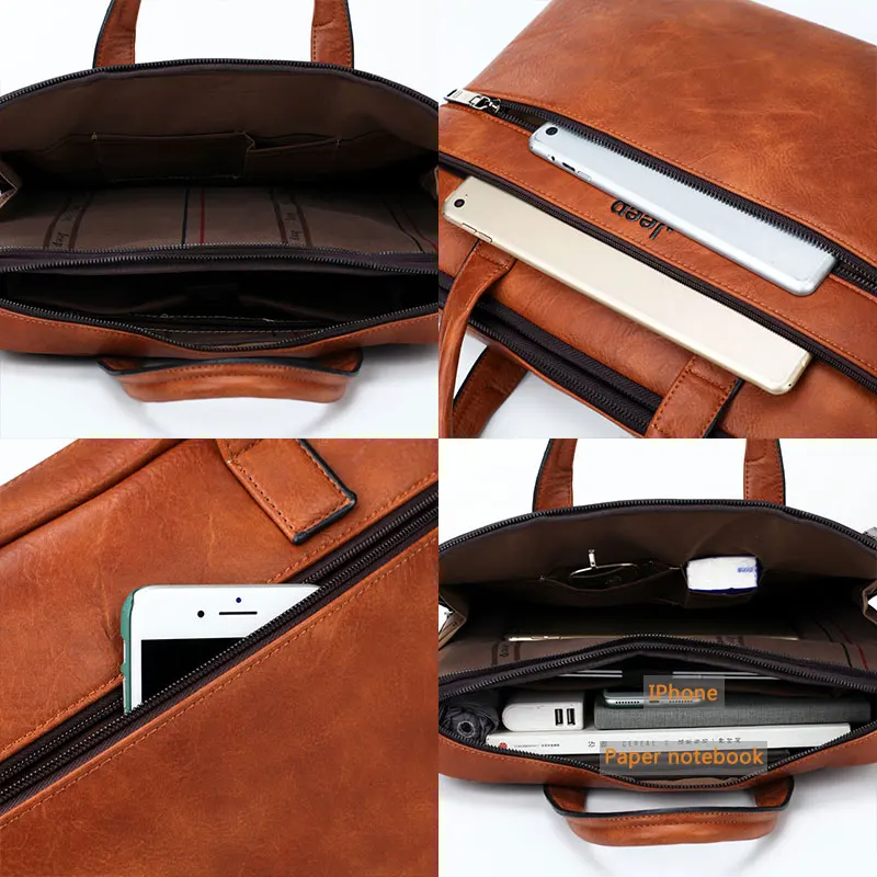 JEEP BULUO famosa marca 2 uds conjunto de bolsos de maletín para hombres bolsos de mano para hombres de negocios de moda bolsa de mensajero 14 'Laptop bolsa 3105/8888 - 4