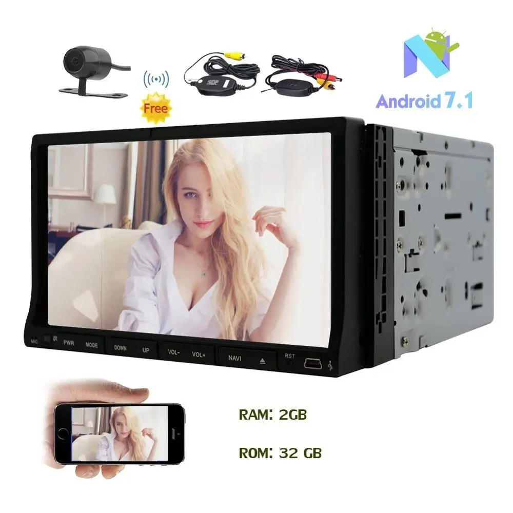 

Eincar Android 7.1 Double Din Car Stereo Head Unit GPS Navigation/SWC/DAB+/Bluetooth/WIFI/RDS Radio/OBD/DVR+Wireless rear Camera