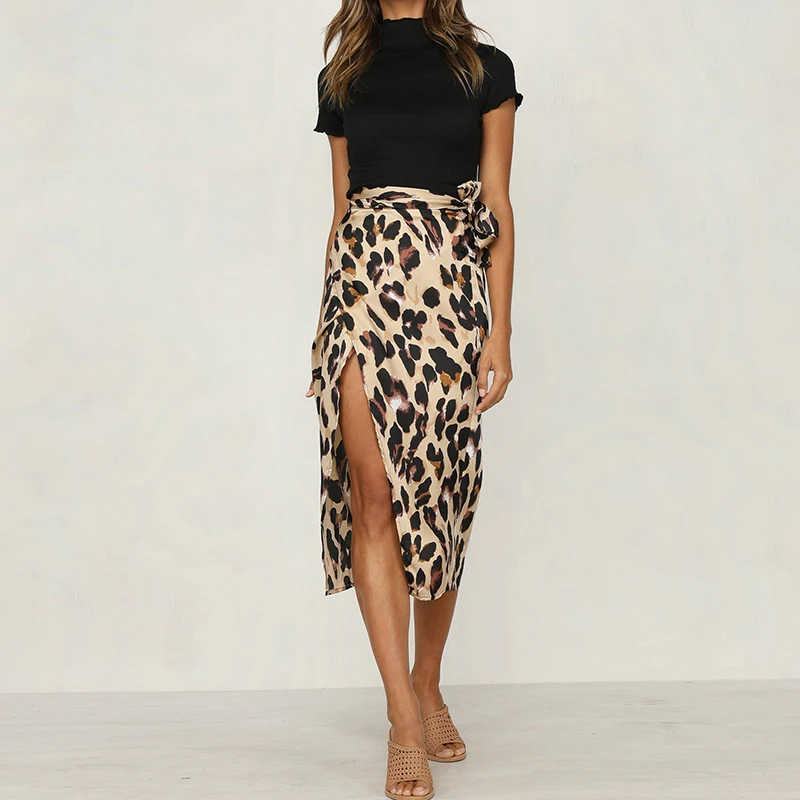 Women Skirt Women's Leopard-print Split Straps Waist Skirt Women Sexy England Skirt Dropship