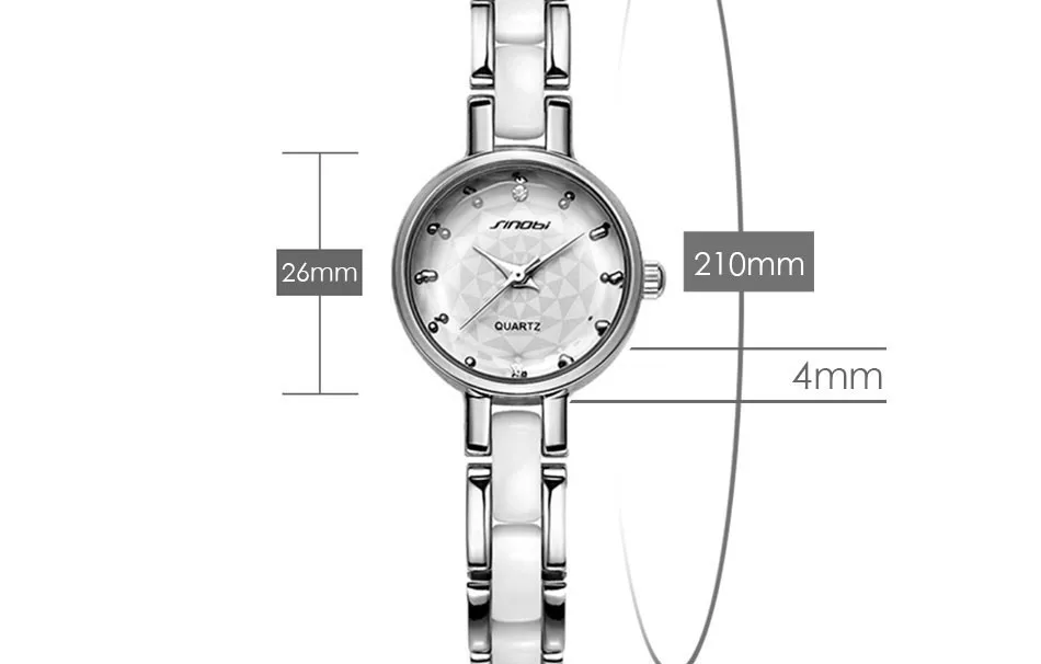 SINOBI, женские часы-браслет, Топ бренд, Роскошные, имитация керамики, ремешок, кварцевые часы, женское платье, Relogio Feminino, часы#9486