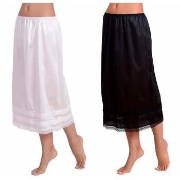 

Women Under skirt Extender Slips Lace Half Skirt Knee Length A Line Black /White