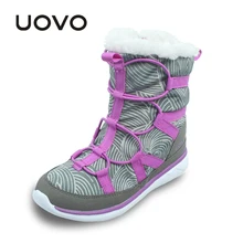 UOVO D’hiver Filles Bottes Circinée Bande Enfants Bottes En Fausse Fourrure Bottes pour Filles Zip et Bungee Laçage Enfants Bottes Lumière-poids