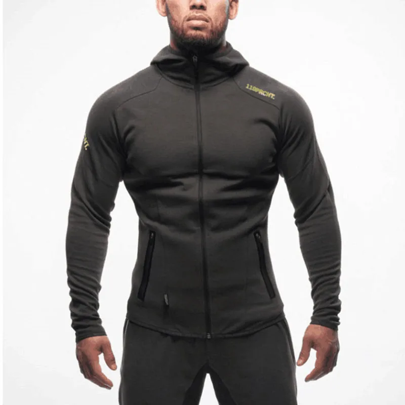 

Muscle Fitness Brothers Spring and Autumn Sweater Hooded Men's Outdoor Training Long Sleeve Sports Jacket Running Men's Jacket