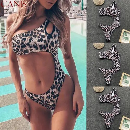 

Women Sexy Leopard Bikini Set Push-Up Padded Swimwear Swimsuit Bathing Beach One-Piece Suits