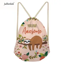 Jackhereliok маленькие мешочки с кулиской для женщин повседневные милые звери-Ленивцы шаблон Дамы Спорт Путешествия Cinch Рюкзак хранения Bolsas
