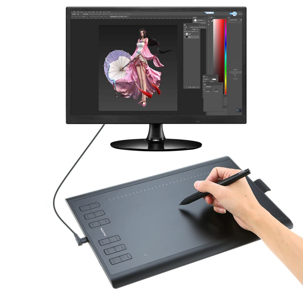 HUION 1060 плюс 1060 плюс 8192 уровней цифровой планшет графические планшеты доска для рисования ручка с цифровой пленкой