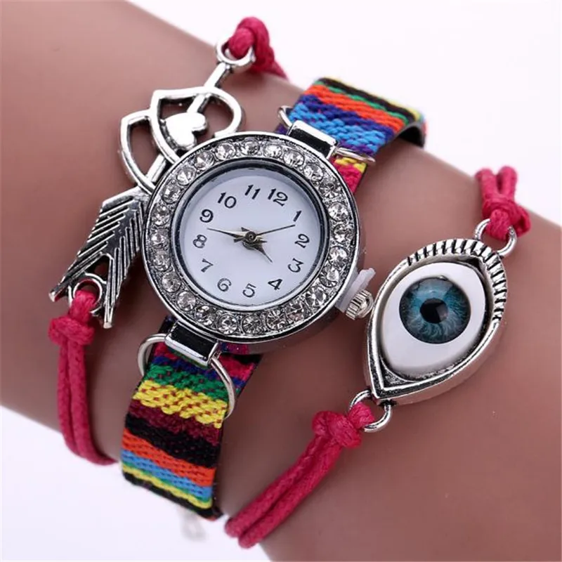 Часы с ремешком вокруг глаз модные женские кварцевые часы со стразами и