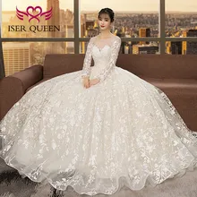 Свадебное платье с прозрачным вырезом и длинным рукавом в арабском стиле Новое корейское модное платье невесты с длинным рукавом WX0117