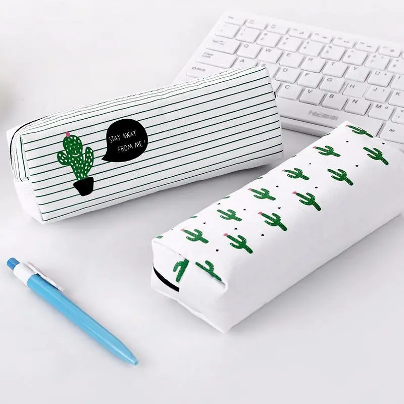 ETya النساء فتاة حقيبة مستحضرات تجميل صغيرة الطازجة قماش المكياج حقيبة ماكياج الحقيبة محفظة المنظم لطيف الصبار الطلاب قلم رصاص أكياس