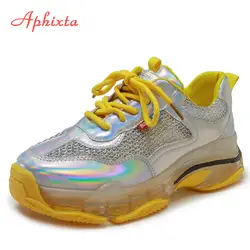 Aphixta/ботинки на платформе, сникерсы, женская обувь, блестящие взрывы, прозрачные сникерсы на толстой подошве, женская уличная спортивная