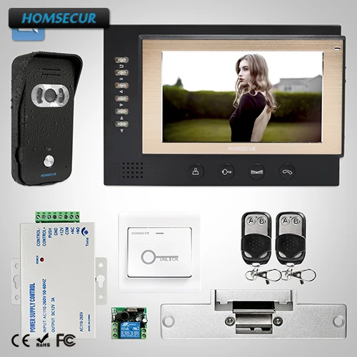 

HOMSECUR 7" Wired Video&Audio Home Intercom+Dual-way Intercom for Home Security: TC021-B Camera (Black)+TM701R-B Monitor (Black)