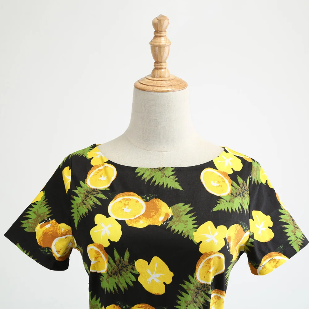 Женское винтажное платье Kenancy с принтом лимона на лето и осень женское Vestidos 50 s