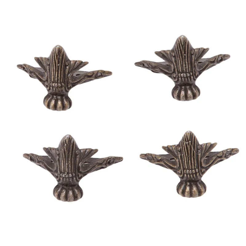4pcs/set Antique Brass Jewelry Chest Wood Box Decorative Feet Leg Corner Protector Vintage Decoration Furniture Accessories 4pcs/set Antique Brass Jewelry Chest Wood Box Decorative Feet Leg Corner Protector Vintage Decoration Furniture Accessories
