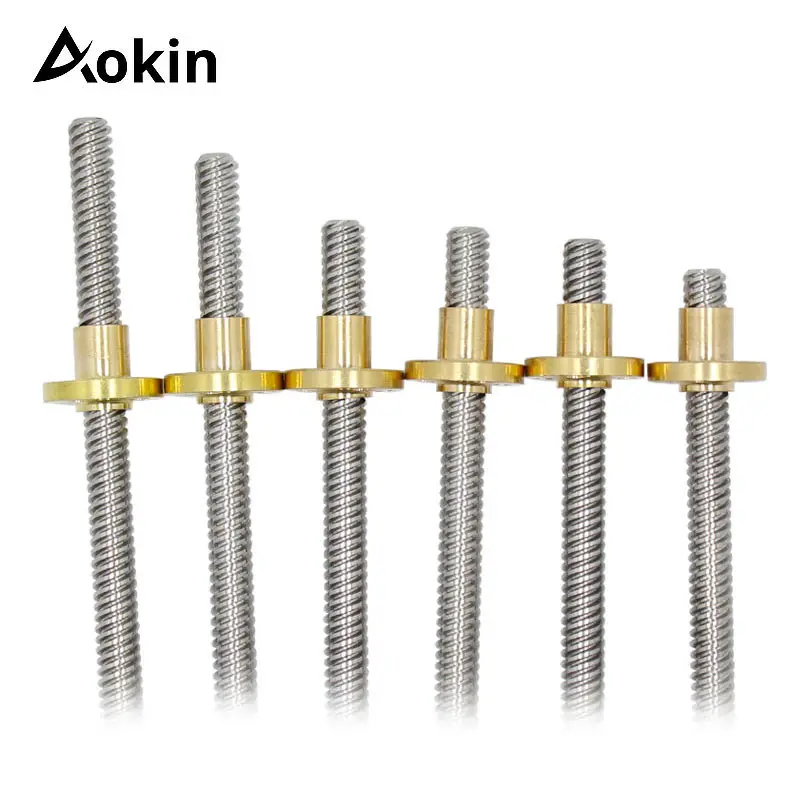 Boshen 1Pack 200mm 8mm T8 Trapezoidal Lead Screw Rod with 2mm Pitch 8mm Lead Copper Nuts for 3D Printer Z-axis Drive Screw Motor and Linear Slide 