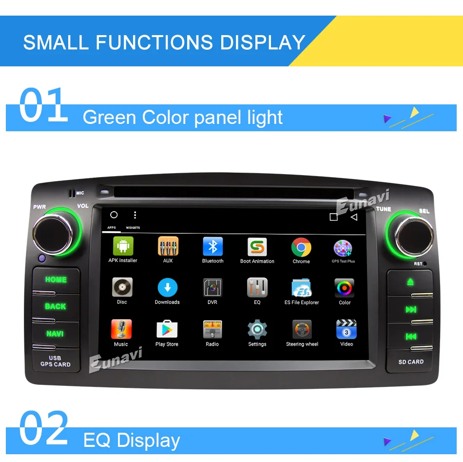 Top Eunavi 2 Din TDA7851 Android 8.1 Car Dvd Player Radio Stereo GPS Navi For Toyota Corolla E120 Byd F3 With Touch Screen Wifi BT 22