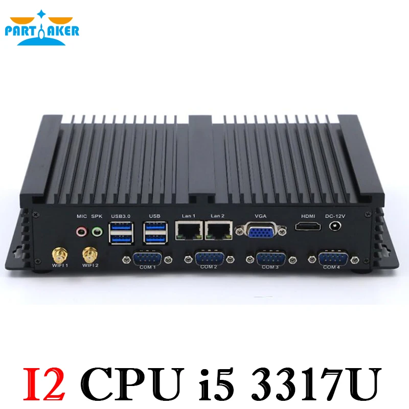 Безвентиляторный мини ПК Windows XP/7/8/10 Intel Core i5 3317U 1007U 2 * Lans 4 RS232 COM промышленный