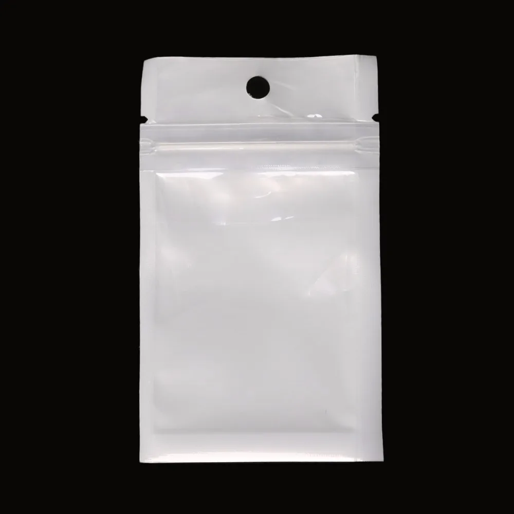 Маленький 6*10 см белый/прозрачный самоуплотняющийся пластиковый пакет на молнии для розничной упаковки, Ziplock мешок на молнии Розничная посылка с отверстием для подвешивания