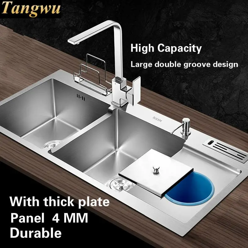 Aliexpress Tangwu High Quality Food Grade 304 Stainless Aliexpress Tangwu High Quality Food Grade 304 Stainless Steel Kitchen Sink Thickness 4 Mm Larger Double Groove 1000x480x220 From Reliable