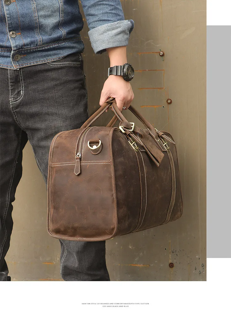 MAHEU кожаная сумка Weekender для мужчин, винтажная коровья кожа, дорожная сумка для багажа, кожаная сумка через плечо, сумка для путешествий