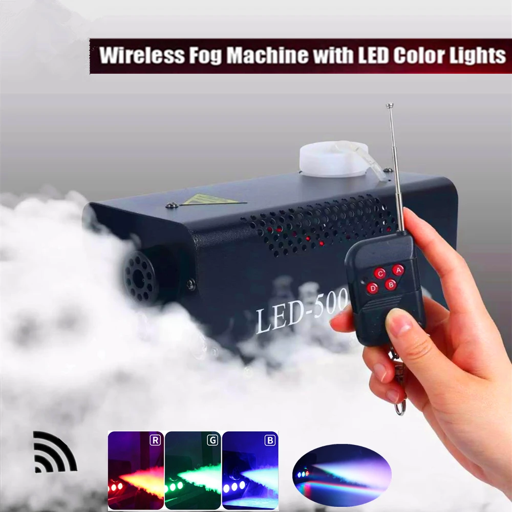 

Mini 500W LED Smoke Machine /Wireless Remote Control Fog Machine With RGB LED Lights/Stage Smoke Ejector /DJ Disco LED Fogger