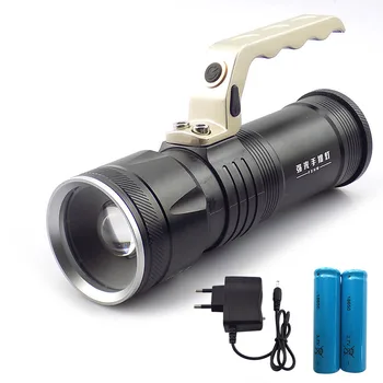

Zoomable Searching Lights Flashlight Rechargeable Flash Light Torch Lantern For Fishing Camping Hunting 18650 battery AC charger