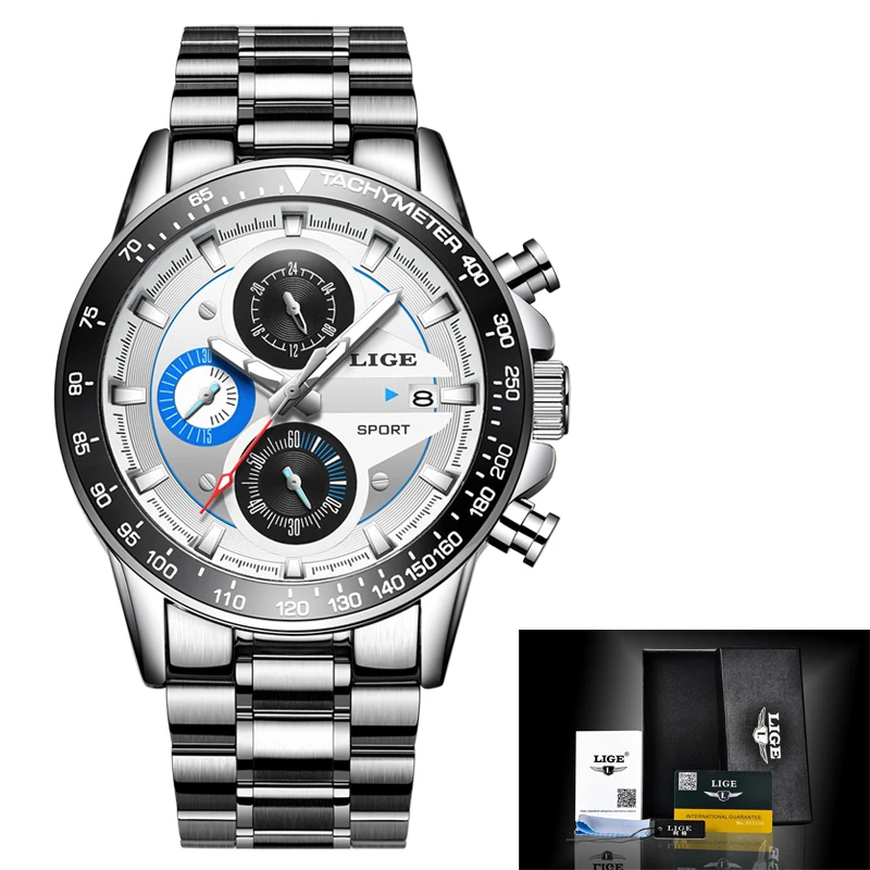 

LIGE Watch Men Fashion Sport Quartz Clock Mens Watches Top Brand Luxury Full Steel Business Waterproof Watch Relogio Masculin