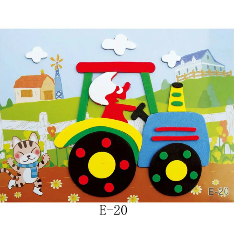 20 видов конструкций/лот Diy мультфильм животных 3d Eva пены наклейки головоломки серии E Развивающие Игрушки для раннего обучения для детей