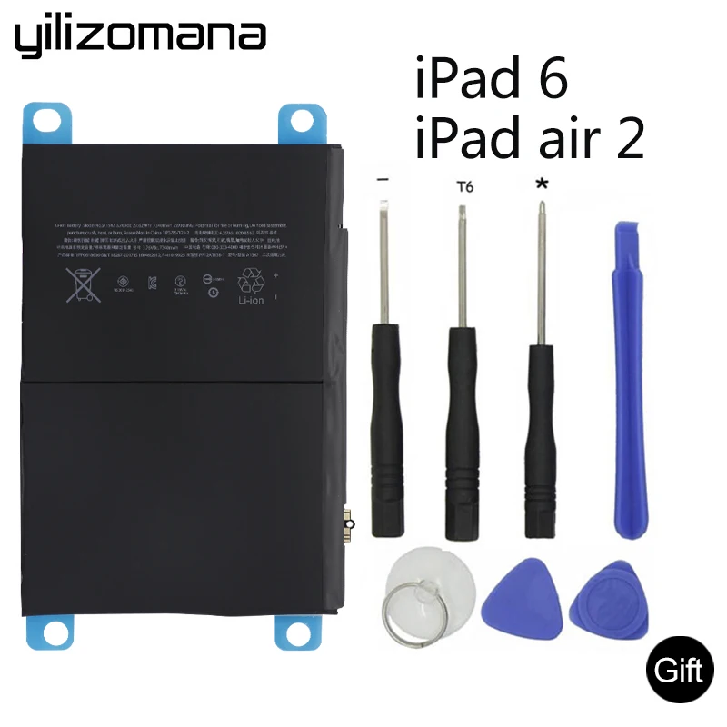 

YILIZOMANA Original Tablet Battery For Apple iPad 6 iPad Air 2 Capacity 7340mAh A1566 A1567 Genuine Replacement battery + Tools