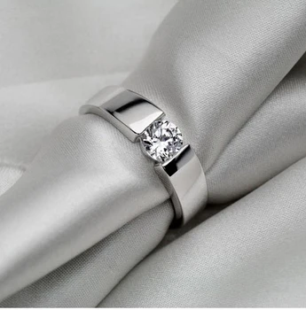 

0.5CT 18K White Gold Man Classic Convincing test positive Moissanite Man's Wedding Ring Style Women Gold Jewelry