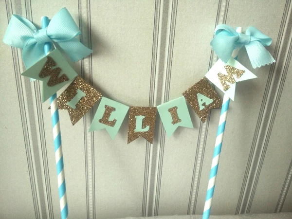 

2017 Free Shipping Personalized Name Birthday Cake Buntings WILLIAM Name Customized Cake Ornaments