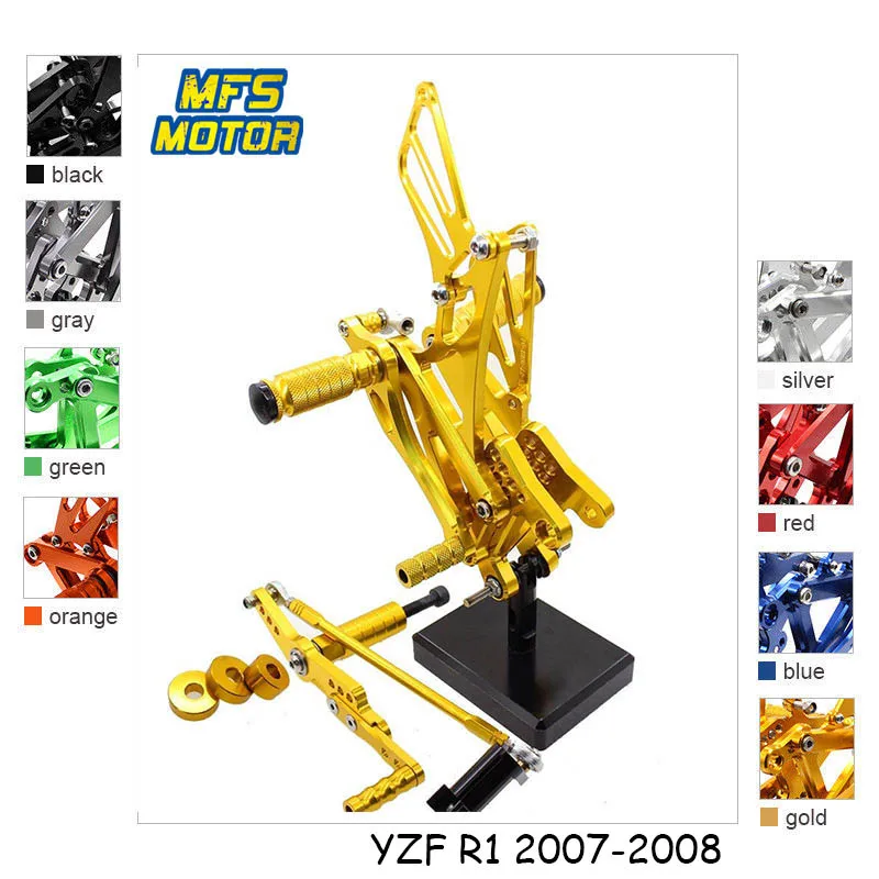 

For Yamaha YZF-R1 2007 2008 CNC Adjustable Rearsets Motorcycle Accessories Foot Rests YZF R1 Foot Pegs Footrests