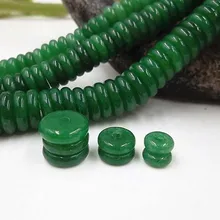20 teile/los Natürliche Grüne Jade Stein Spacer Perlen 6mm 8mm 10mm Flache Runde Strang Armbänder Charms Perlen DIY Schmuck Machen Material